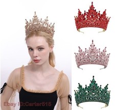 13cm Tall Large Crystal Beads Tiara Wedding Queen Princess Crown for Women