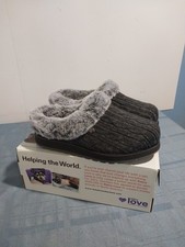Skechers Women's Keepsakes Ice Angel Slippers Charcoal Memory Foam 8 Wide