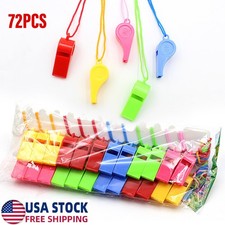 72PC New Plastic Whistles Bulk Whistles Training Sports Whistles with Lanyard
