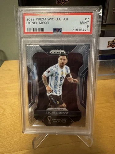 2022 PANINI PRIZM WORLD CUP QATAR #7 LIONEL MESSI PSA 9 ARGENTINA