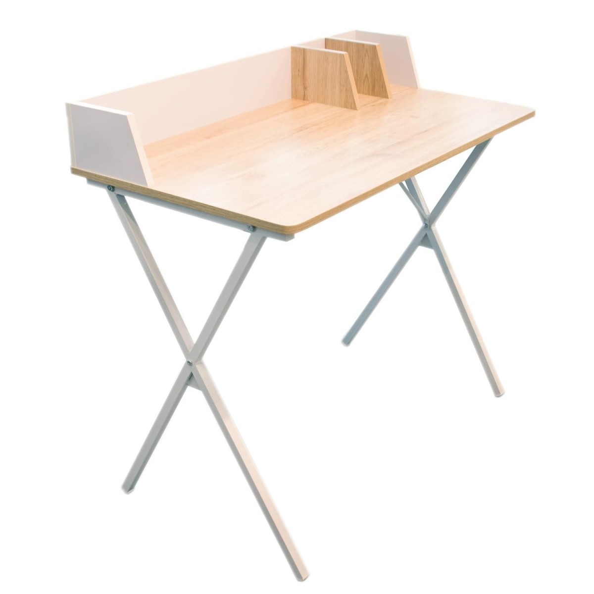 Bureau gain de place Brice blanc 90cm pour ranger les petits espaces