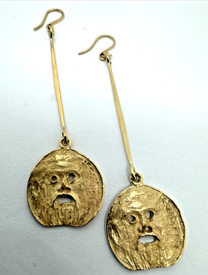14 karat solid yellow gold Bocca Della Verita Hanging Earrings