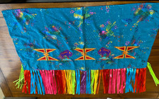 Vintage Sioux Native American Indian Wraparound Skirt Buffalo Butterfly Colorful