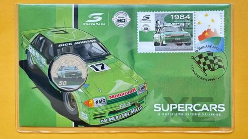 2021 Australia PNC 60 Years Supercars 1984 Ford XE Falcon 50c Cent Coloured Coin