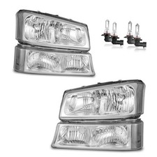 Headlights Assembly OE Replacement Chrome Housing  With High  Low Beam Bulbs