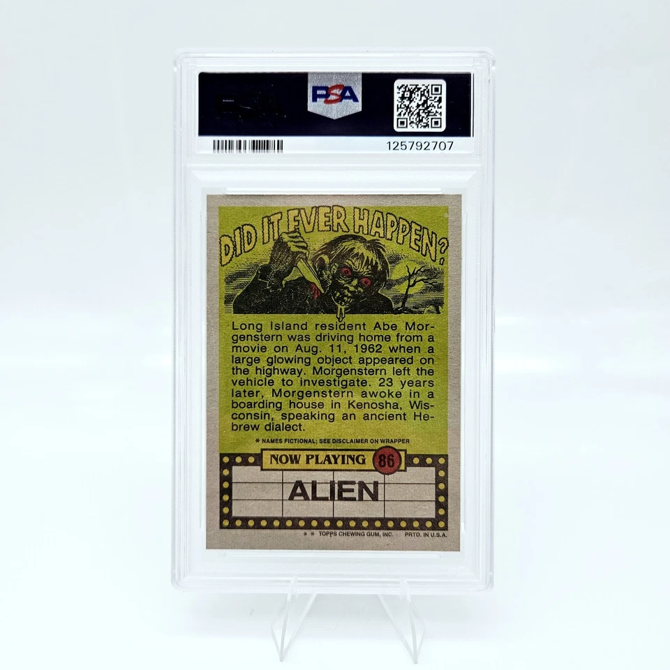 1988 Topps Fright Flicks Alien #86 PSA 8 Success Gone To My Head Pop 2 - Image 2 of 3