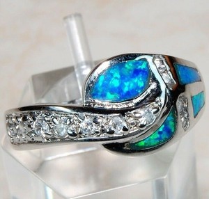 Australian Opal Inlay 925 Solid Sterling Silver Ring Jewelry Sz 6 DT1