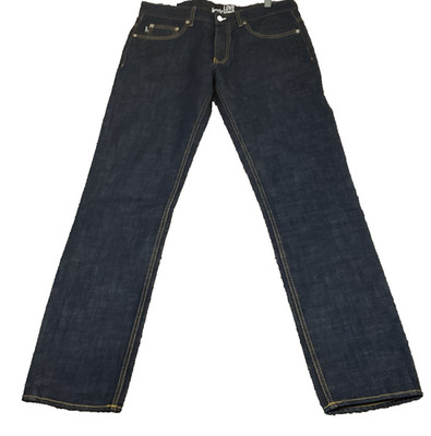 Love Moschino Indigo Straight Dark Blue Denim Jeans Pocket Logo Sz 32