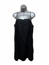 NWT Madewell Goldie Mini Dress in 100% Linen True Black 10 retails $98