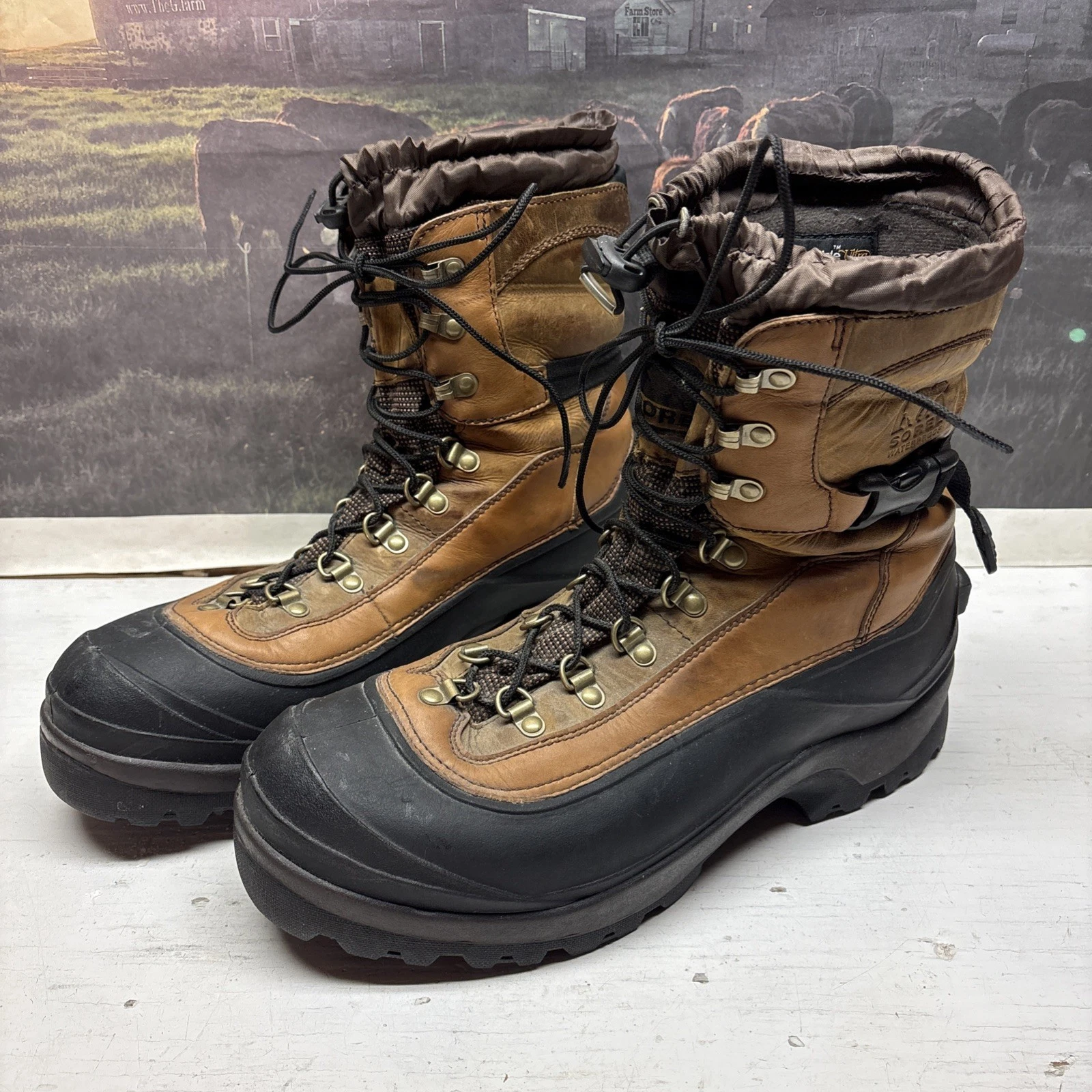 Sorel Conquest Boots NM1049-287 Sz13 Mens Tan Leather Waterproof Thinsulate 400