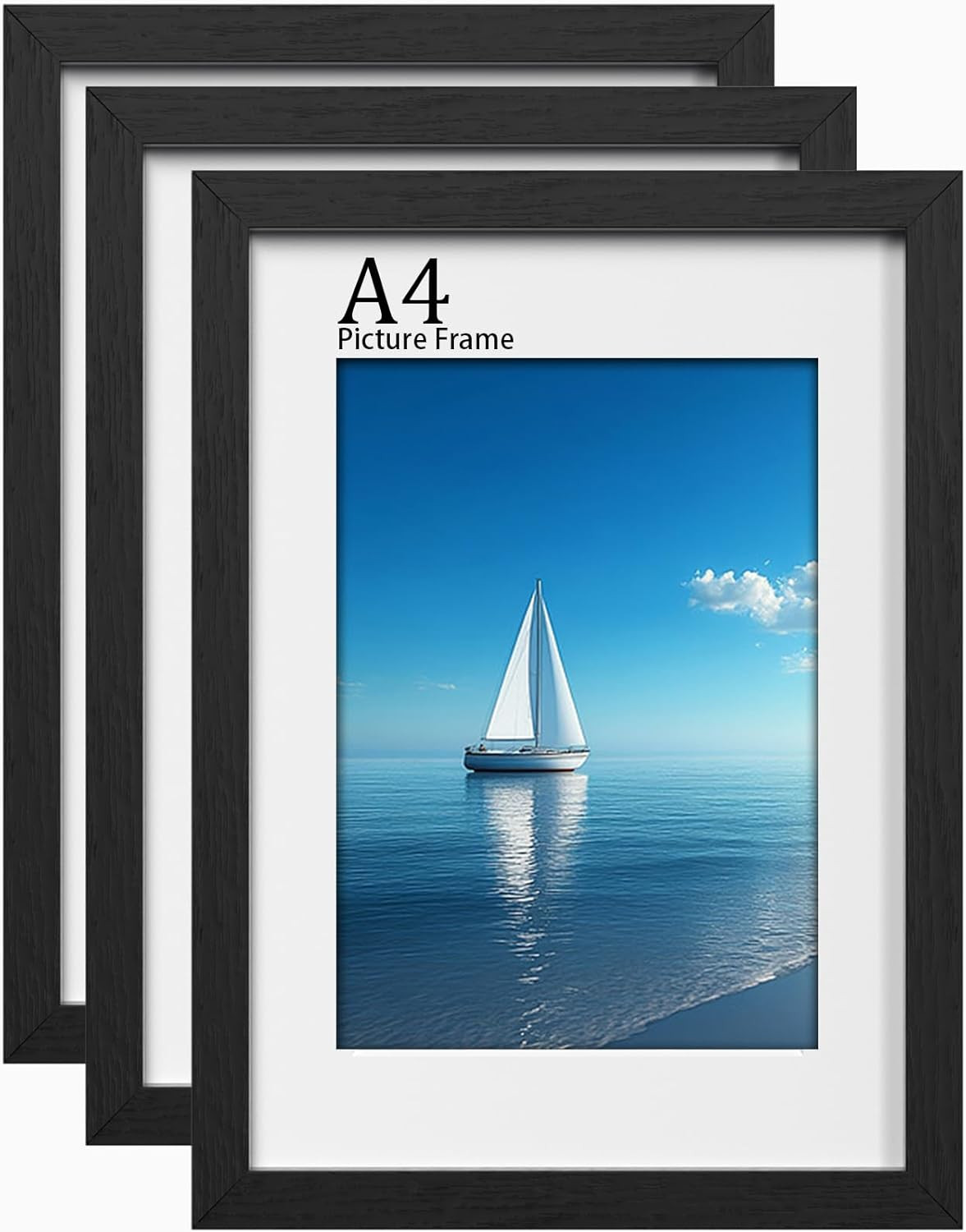 3Pack A4 Picture Frames, Wooden A4 Photo Frame 21 X 29.7Cm, Versatile A4 Frame B