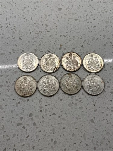 Lot Of 8 1964 Canada Half Dollars - All In VF To UNC Condition 80% Silver