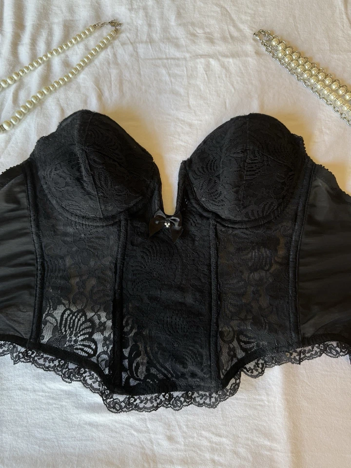 De colección Jezabel Corsé de Encaje Bustier Sujetador Sin Tirantes Top 36C 2 Collar de Perlas Imitadas Foto 2 de 4