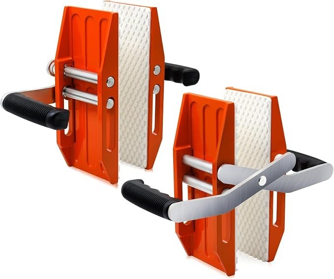 2 PACK Granite Carrying Clamps with White Rubber-lined, Double Handed Stone Pane