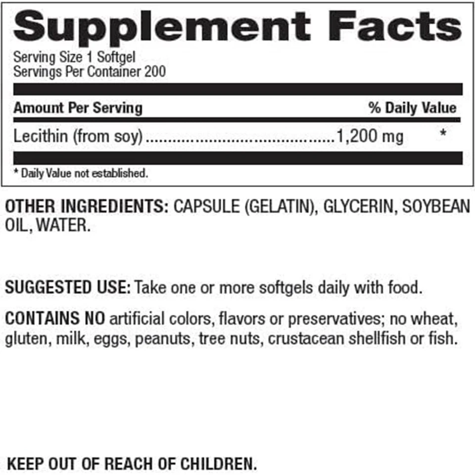 Suplemento dietético natural Nutra soja lecitina 1200 mg - función cerebral hepática... Foto 2 de 4