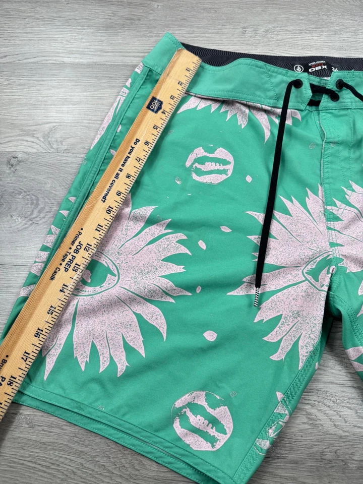 Volcom Shorts 36 Green Floral Outer Banks Floral Pope Netflix Swim Trunks Beach - Image 4 of 4