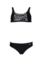 Arena MäDchen Badeanzug Solid Jr Brassiere, Schwarz/Weiß, 140 Cm UK/USA26