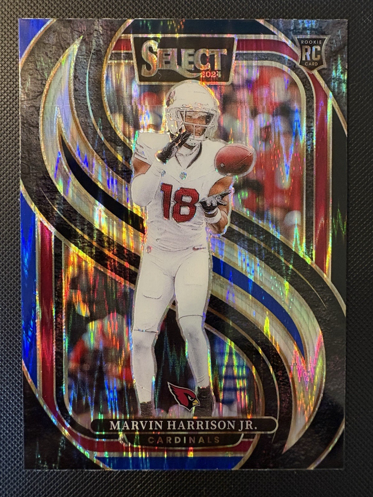 Marvin Harrison Jr. 2024 Panini Select Premier BLACK & BLUE SHOCK PRIZM Rookie!
