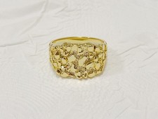 Real Solid 10K Yellow Gold Mens Nugget Square Ring 15mm ALL Sizes Size 10