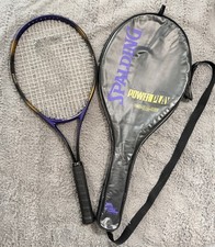 Spalding Power Play Oversize Tennis Racket 4 1/2 W/ Zip Cover Dark Purple Yellow