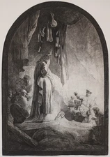 REMBRANDT - The Great Resurrection of Lazarus. c.1632. Etching. Etching. Basan.