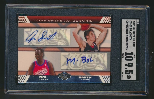 2007-08 TOPPS CO SIGNERS DUAL SGC 9.5 10 AUTO MANUTE BOL JASON SMITH