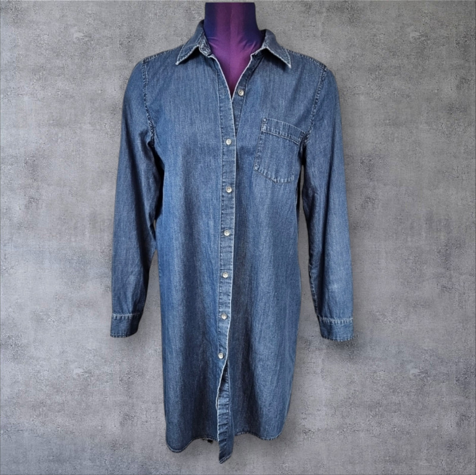 J. Jill Medium Wash Denim Chambray Jean Shirt Dress Size Small Women's S20