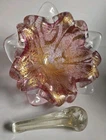 Vintage Murano Glass Burgundy with Gold Flecks Ashtray Bowl Mortar Pestle