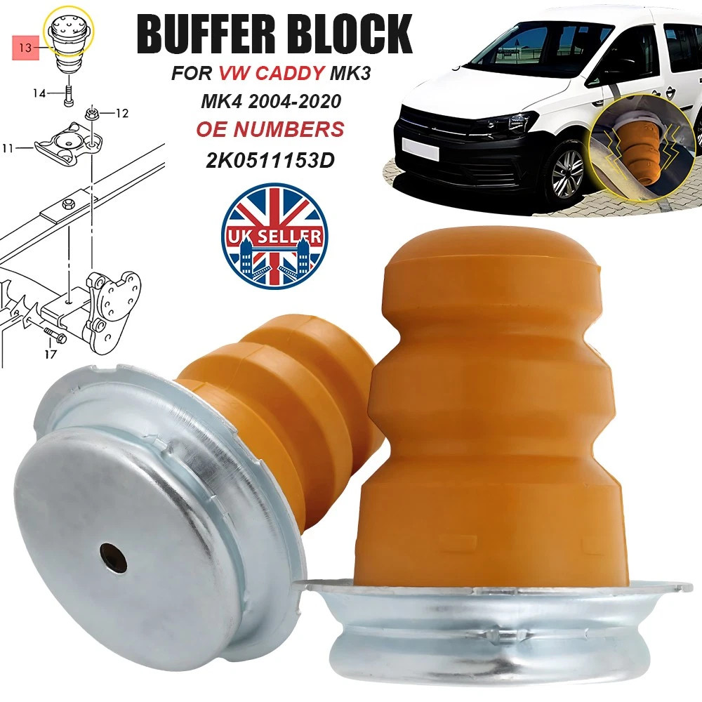 2Pcs Rear Shock Absorber Bump Stops For VW Caddy MK3 MK4 2004-2020 2K0511153D UK