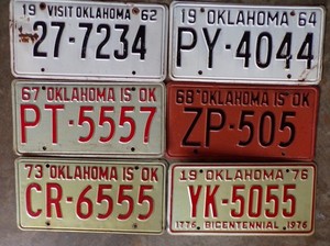 Six Older  Oklahoma License Plates  1962-up