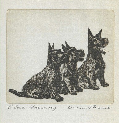 Scottish Terrier - CUSTOM MATTED - Vintage Dog Art Print - 1936 Diana Thorne