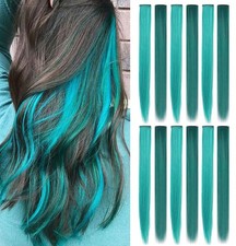 Fcysws 12PCS 21'' Dark teal Clip in Hair Extensions,Teal Hairpiece
