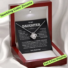 Daughter Necklace from Dad – Cubic Zirconia Pendant, Gift Box, Birthday Jewelry