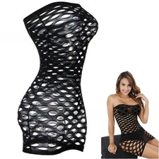 2026 Fishnet Mesh Form-Fitting Chemise Strapless Lingerie Date Night Anniversary
