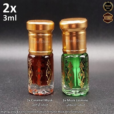 2x Musk Jasmine + Caramel Musk 3ml Arabic Perfume Tahara musk مسك ياسمين وكراميل