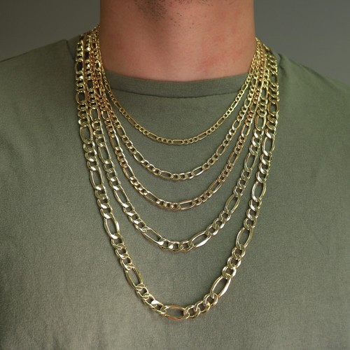 10K Real Yellow Gold 2mm-9mm Figaro Chain Link Pendant Necklace Bracelet 7"- 30" - 第 3/108 張圖片
