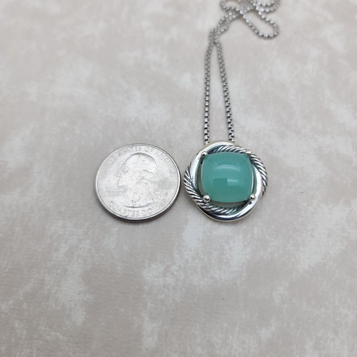 David Yurman Sterling Silver Infinity 14mm Chalcedony Pendant Necklace 17” - Picture 6 of 6