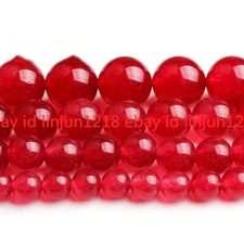 New 6/8/10/12/14mm Red Jade Gemstone Round Loose Beads 15''