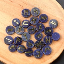 25pcs Natural Sodalite Stone Rune Set Elder Futhark Gemstone Home Ornaments