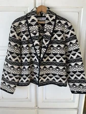 Bedford Fair AZTEC SOUTHWESTERN Bolero-Style Shawl Neck Sweater Jacket Medium