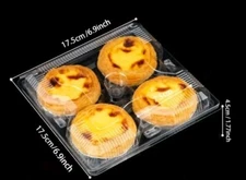 16pc Clear Tart Clamshell Package Containers Plastic 4 Compartment Cavity Pastry