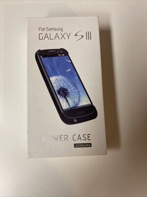 3200mAh External Backup Battery Power Case w/Cover for Samsung Galaxy S3 Black