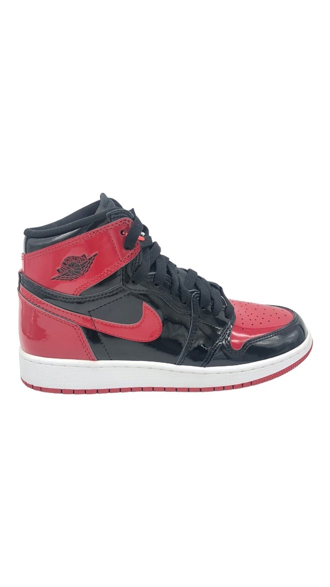 シューズ(女性用) Nike GS Air Jordan 1 High OG Patent Bred Preowned 2021 Air Jordan 1 Retro High OG GS 'Patent Bred' Sz