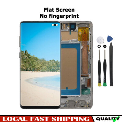 Silver TFT LCD Display For Samsung S10 Plus S10+ G975 Screen Digitizer + Frame