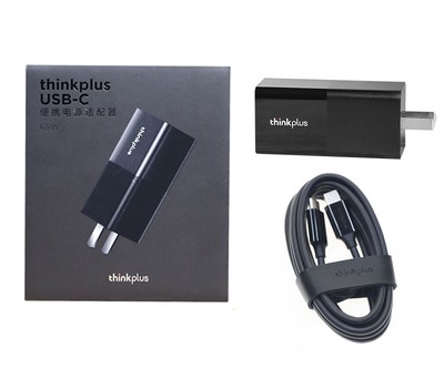 Lenovo ThinkPlus 65W USB-C Power Adapter PA65 (US Plug,Black) w/ C to Slim Cable