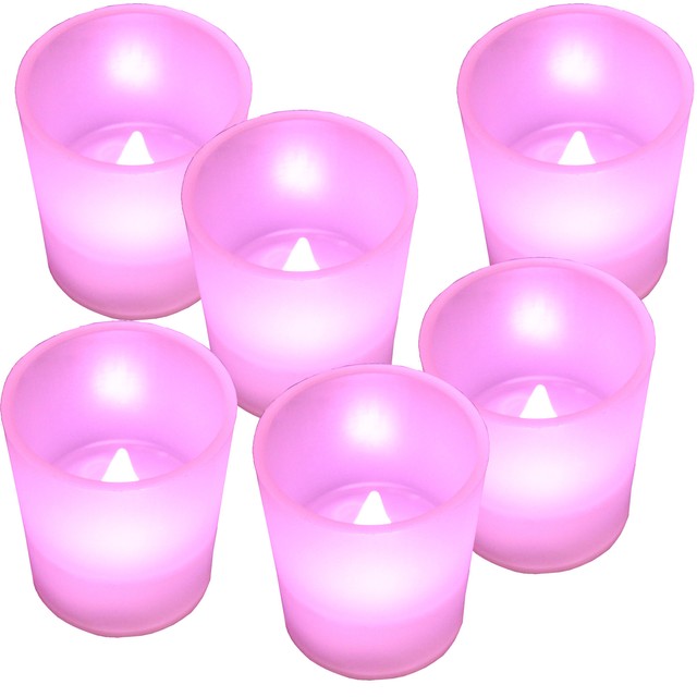 6 Led Pink Tea Light Votive Flameless Battery Candles Wedding Romantic eBay