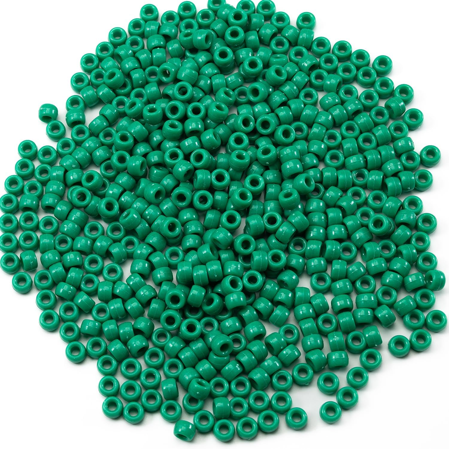 1000 Pcs 6x9mm Green Acrylic Pony Beads for Kandi Jewelry and Friendship Bracelets