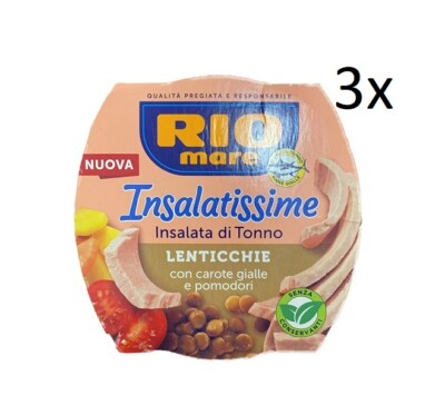 3x Rio Mare Insalatissime Lenticchie Thunfischsalat mit Linsen 160g