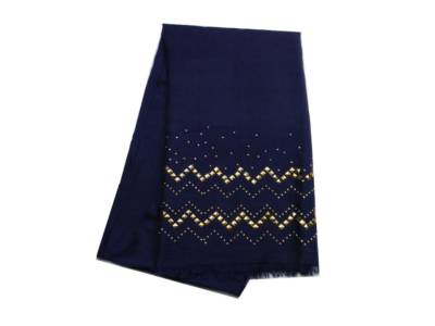 sciarpa blu pasmina donna con balza di borchie oro sciarpa con borchie  applicate