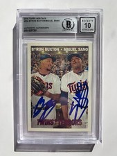 Byron Buxton & Miguel Sano Signed 2016 Topps Heritage Beckett Autograph 10 Box 1